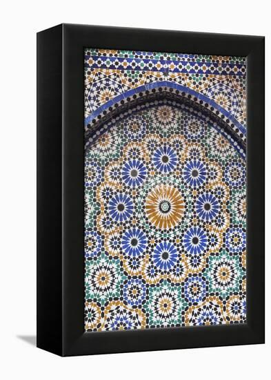 Morocco, Fes. A detail of a mosaic tiled fountain.-Brenda Tharp-Framed Premier Image Canvas