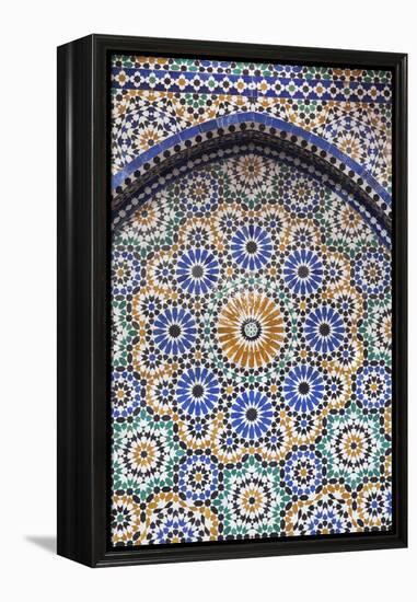 Morocco, Fes. A detail of a mosaic tiled fountain.-Brenda Tharp-Framed Premier Image Canvas