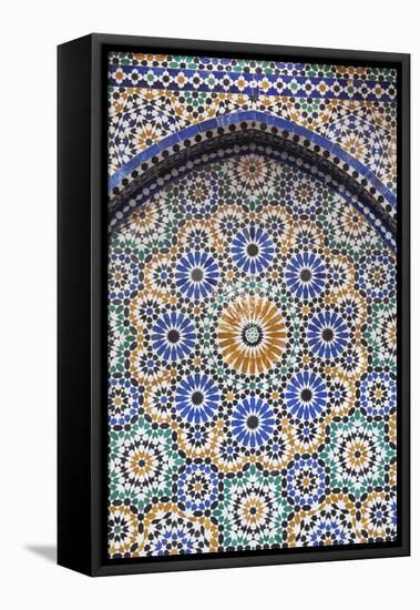 Morocco, Fes. A detail of a mosaic tiled fountain.-Brenda Tharp-Framed Premier Image Canvas