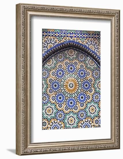 Morocco, Fes. A detail of a mosaic tiled fountain.-Brenda Tharp-Framed Photographic Print