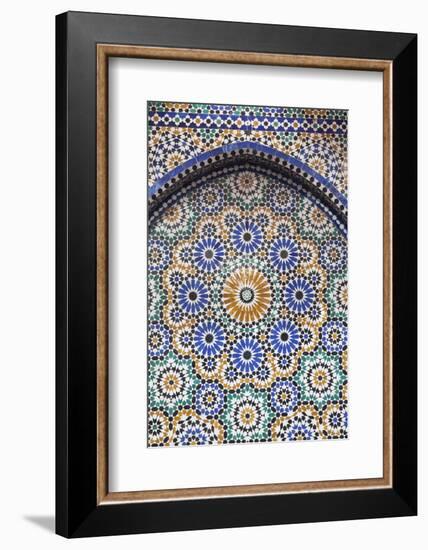 Morocco, Fes. A detail of a mosaic tiled fountain.-Brenda Tharp-Framed Photographic Print