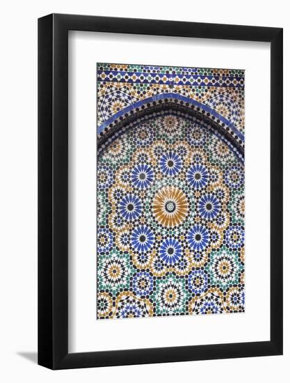 Morocco, Fes. A detail of a mosaic tiled fountain.-Brenda Tharp-Framed Photographic Print