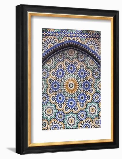 Morocco, Fes. A detail of a mosaic tiled fountain.-Brenda Tharp-Framed Photographic Print