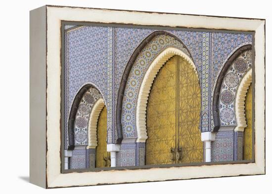 Morocco, Fes. a Detail of the King's Palace Doors-Brenda Tharp-Framed Premier Image Canvas