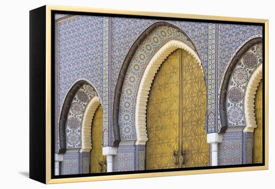 Morocco, Fes. a Detail of the King's Palace Doors-Brenda Tharp-Framed Premier Image Canvas