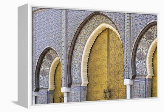 Morocco, Fes. a Detail of the King's Palace Doors-Brenda Tharp-Framed Premier Image Canvas