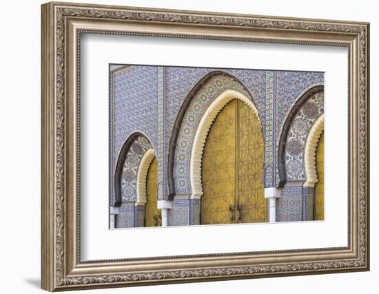 Morocco, Fes. a Detail of the King's Palace Doors-Brenda Tharp-Framed Photographic Print