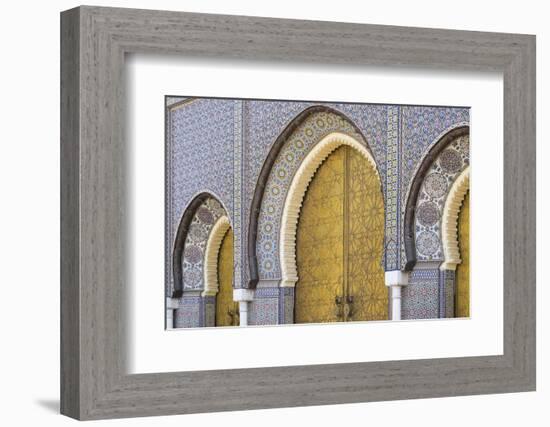 Morocco, Fes. a Detail of the King's Palace Doors-Brenda Tharp-Framed Photographic Print