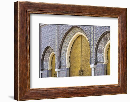 Morocco, Fes. a Detail of the King's Palace Doors-Brenda Tharp-Framed Photographic Print