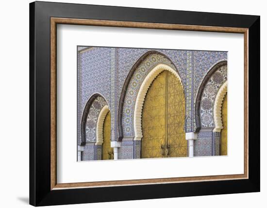 Morocco, Fes. a Detail of the King's Palace Doors-Brenda Tharp-Framed Photographic Print