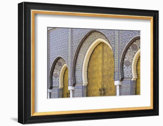 Morocco, Fes. a Detail of the King's Palace Doors-Brenda Tharp-Framed Photographic Print