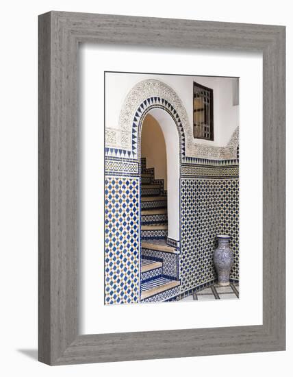 Morocco, Fes. Interior Detail of a Restored Riad-Brenda Tharp-Framed Photographic Print