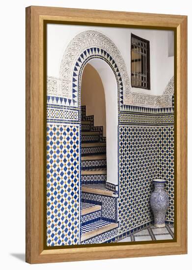 Morocco, Fes. Interior Detail of a Restored Riad-Brenda Tharp-Framed Premier Image Canvas