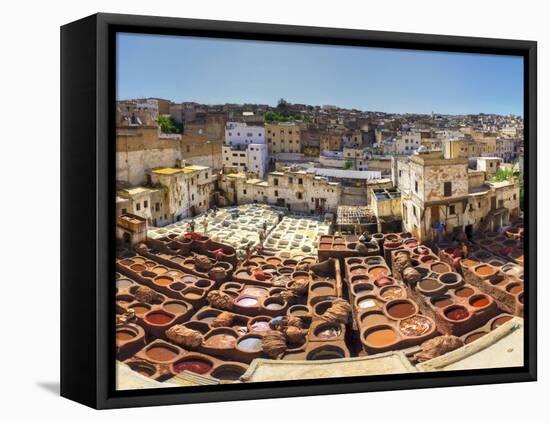 Morocco, Fes, Medina (Old Town), Traditional Old Tanneries-Michele Falzone-Framed Premier Image Canvas