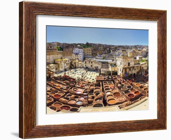 Morocco, Fes, Medina (Old Town), Traditional Old Tanneries-Michele Falzone-Framed Photographic Print