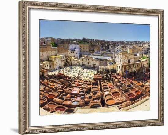 Morocco, Fes, Medina (Old Town), Traditional Old Tanneries-Michele Falzone-Framed Photographic Print