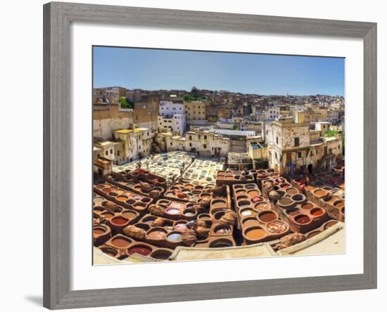 Morocco, Fes, Medina (Old Town), Traditional Old Tanneries-Michele Falzone-Framed Photographic Print