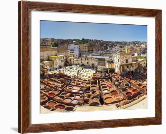 Morocco, Fes, Medina (Old Town), Traditional Old Tanneries-Michele Falzone-Framed Photographic Print