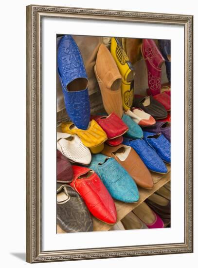 Morocco Fez Colorful Arab Shoes for Sale in Store on Rack-Bill Bachmann-Framed Photographic Print