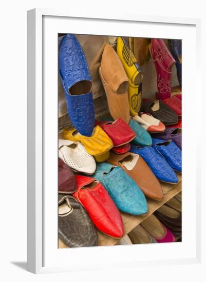 Morocco Fez Colorful Arab Shoes for Sale in Store on Rack-Bill Bachmann-Framed Photographic Print