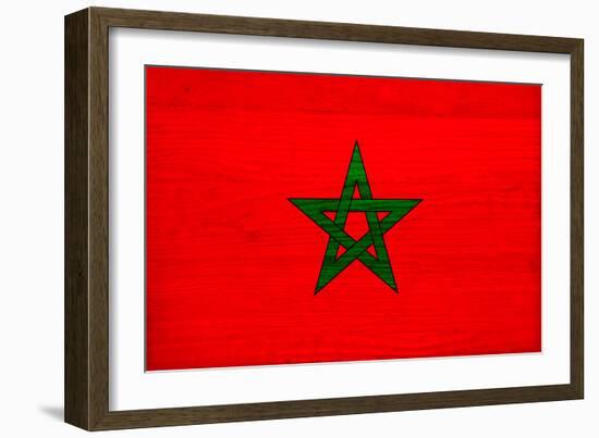 Morocco Flag Design with Wood Patterning - Flags of the World Series-Philippe Hugonnard-Framed Premium Giclee Print