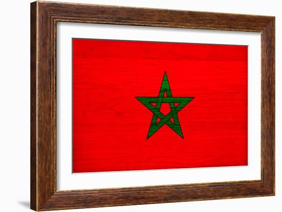 Morocco Flag Design with Wood Patterning - Flags of the World Series-Philippe Hugonnard-Framed Premium Giclee Print