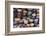 Morocco, Marrakech. Colorfully painted ceramic bowls for sale in a souk, a shop.-Brenda Tharp-Framed Photographic Print