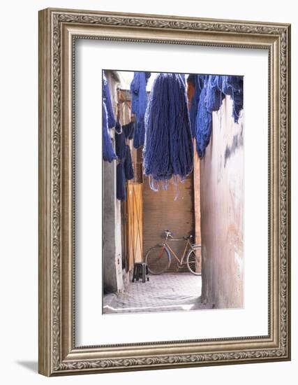 Morocco, Marrakech. Jemaa El Fnaa. Dyed Yarn Hanging to Dry-Emily Wilson-Framed Photographic Print