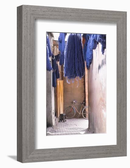 Morocco, Marrakech. Jemaa El Fnaa. Dyed Yarn Hanging to Dry-Emily Wilson-Framed Photographic Print