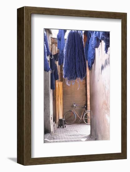 Morocco, Marrakech. Jemaa El Fnaa. Dyed Yarn Hanging to Dry-Emily Wilson-Framed Photographic Print