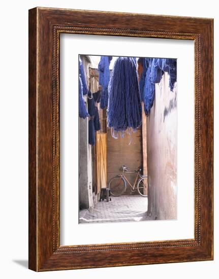 Morocco, Marrakech. Jemaa El Fnaa. Dyed Yarn Hanging to Dry-Emily Wilson-Framed Photographic Print