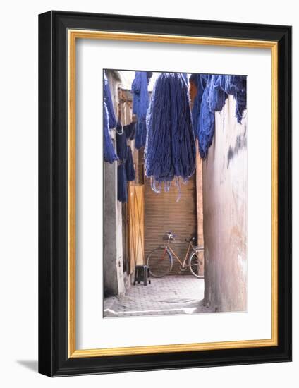 Morocco, Marrakech. Jemaa El Fnaa. Dyed Yarn Hanging to Dry-Emily Wilson-Framed Photographic Print