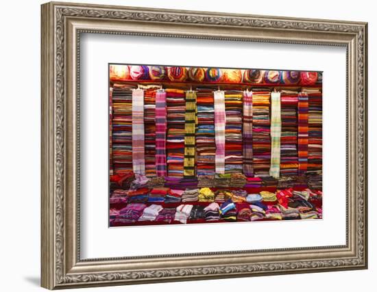 Morocco, Marrakech, Textiles and Fabrics in a Souk-Andrea Pavan-Framed Photographic Print