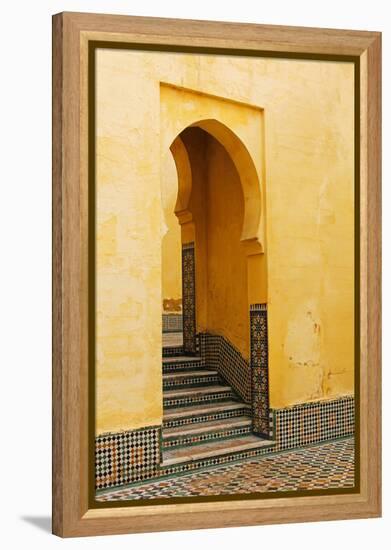 Morocco, Meknes. Mausoleum of Moulay Ismail Stairs-Kymri Wilt-Framed Premier Image Canvas