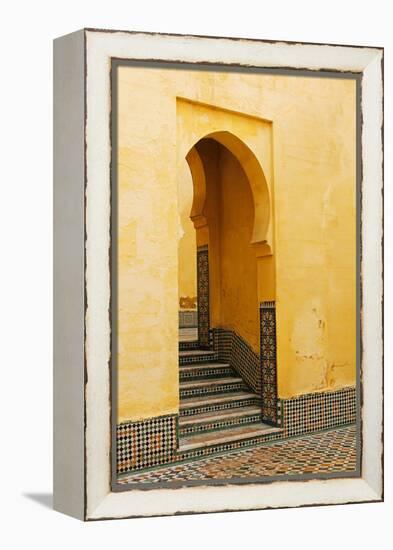 Morocco, Meknes. Mausoleum of Moulay Ismail Stairs-Kymri Wilt-Framed Premier Image Canvas