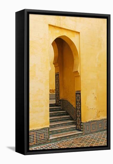Morocco, Meknes. Mausoleum of Moulay Ismail Stairs-Kymri Wilt-Framed Premier Image Canvas
