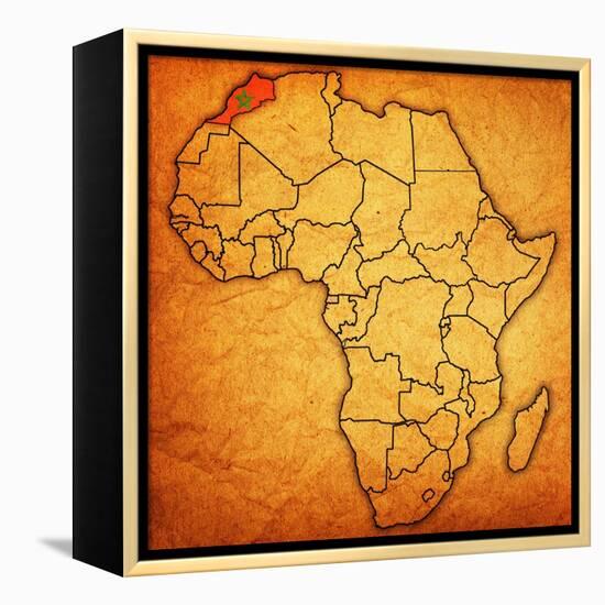 Morocco on Actual Map of Africa-michal812-Framed Stretched Canvas