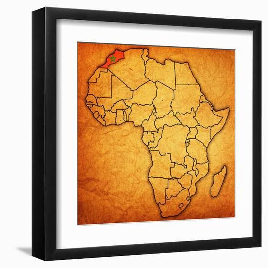 Morocco on Actual Map of Africa-michal812-Framed Art Print