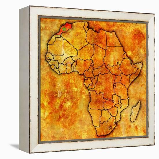 Morocco on Actual Map of Africa-michal812-Framed Stretched Canvas