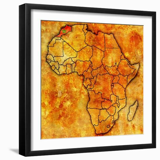 Morocco on Actual Map of Africa-michal812-Framed Art Print