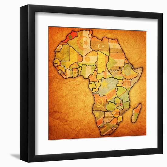 Morocco on Actual Map of Africa-michal812-Framed Art Print