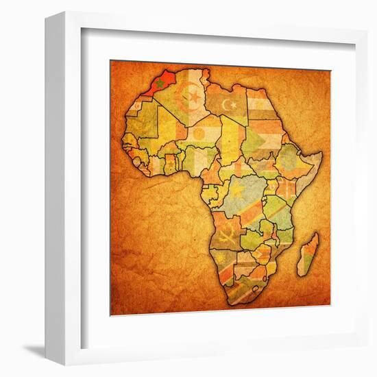 Morocco on Actual Map of Africa-michal812-Framed Art Print