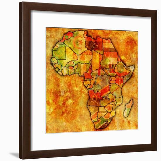 Morocco on Actual Map of Africa-michal812-Framed Premium Giclee Print