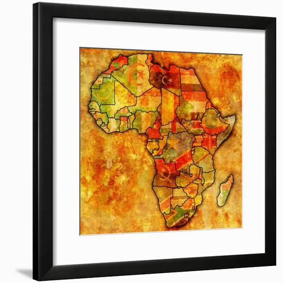 Morocco on Actual Map of Africa-michal812-Framed Premium Giclee Print