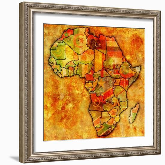 Morocco on Actual Map of Africa-michal812-Framed Art Print