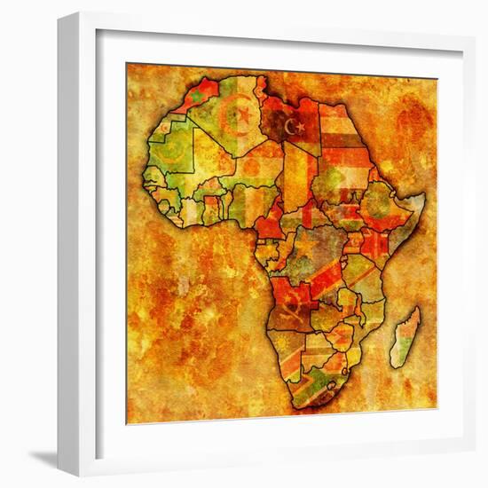 Morocco on Actual Map of Africa-michal812-Framed Art Print