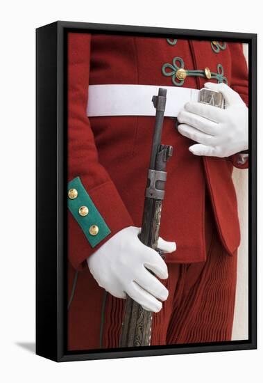 Morocco, Rabat. Detail of the uniform of a Royal Mausoleum Guard.-Brenda Tharp-Framed Premier Image Canvas