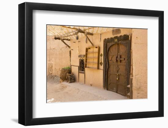 Morocco, South of Morocco, Traditionally Carved Wood Door at Tamnougalt Kasbah in the Draa Valley-Emily Wilson-Framed Photographic Print