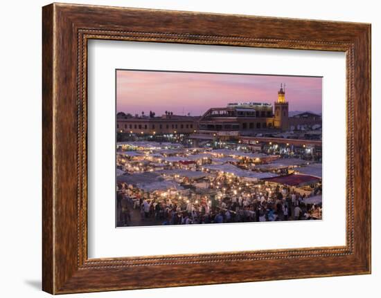 Morocco. Sunset over the famous Djemaa El-Fna square in Marrakech-Brenda Tharp-Framed Photographic Print