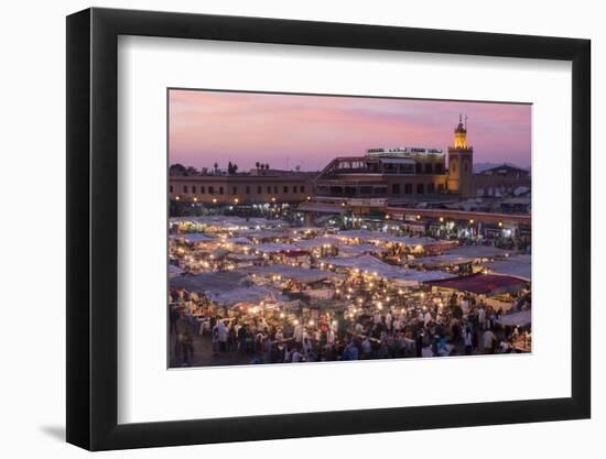 Morocco. Sunset over the famous Djemaa El-Fna square in Marrakech-Brenda Tharp-Framed Photographic Print